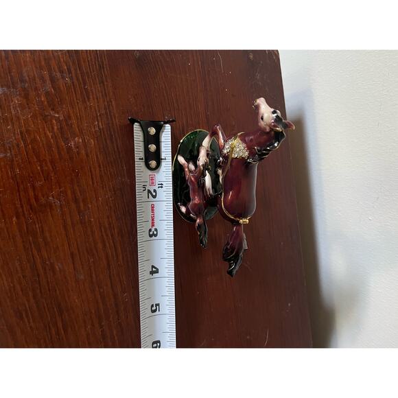 Cherished Treasures Vintage Arabian Mare & Foal Rhinestone Enamel Trinket Box - Picture 7 of 8